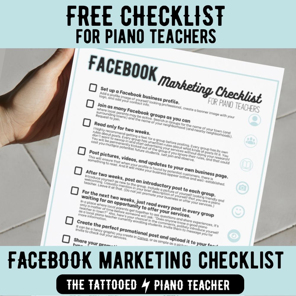 Facebook Marketing Checklist – The Tattooed Piano Teacher