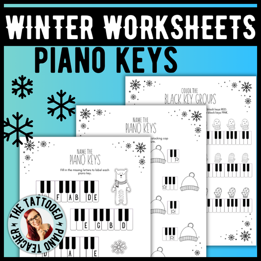 Winter PIANO KEYS Music Worksheets