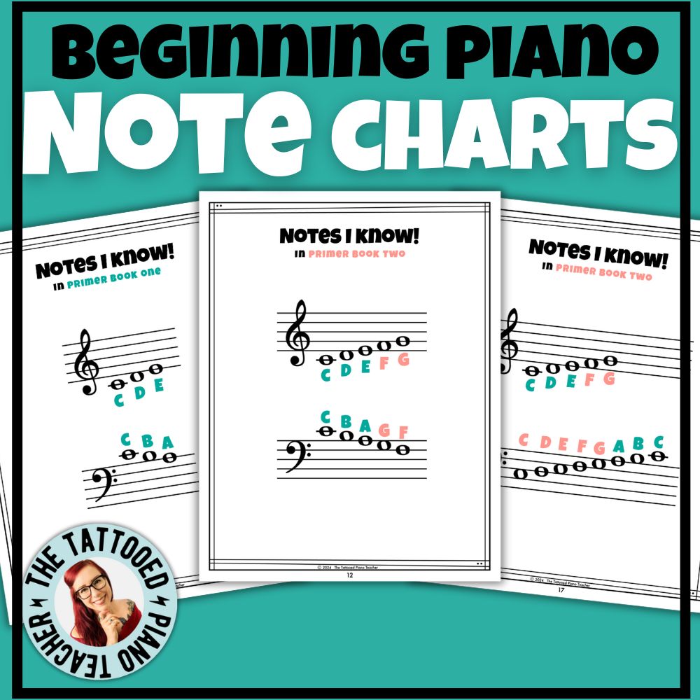 Beginner Note Chart Beginning Piano Note Charts β The Tattooed Piano Teacher