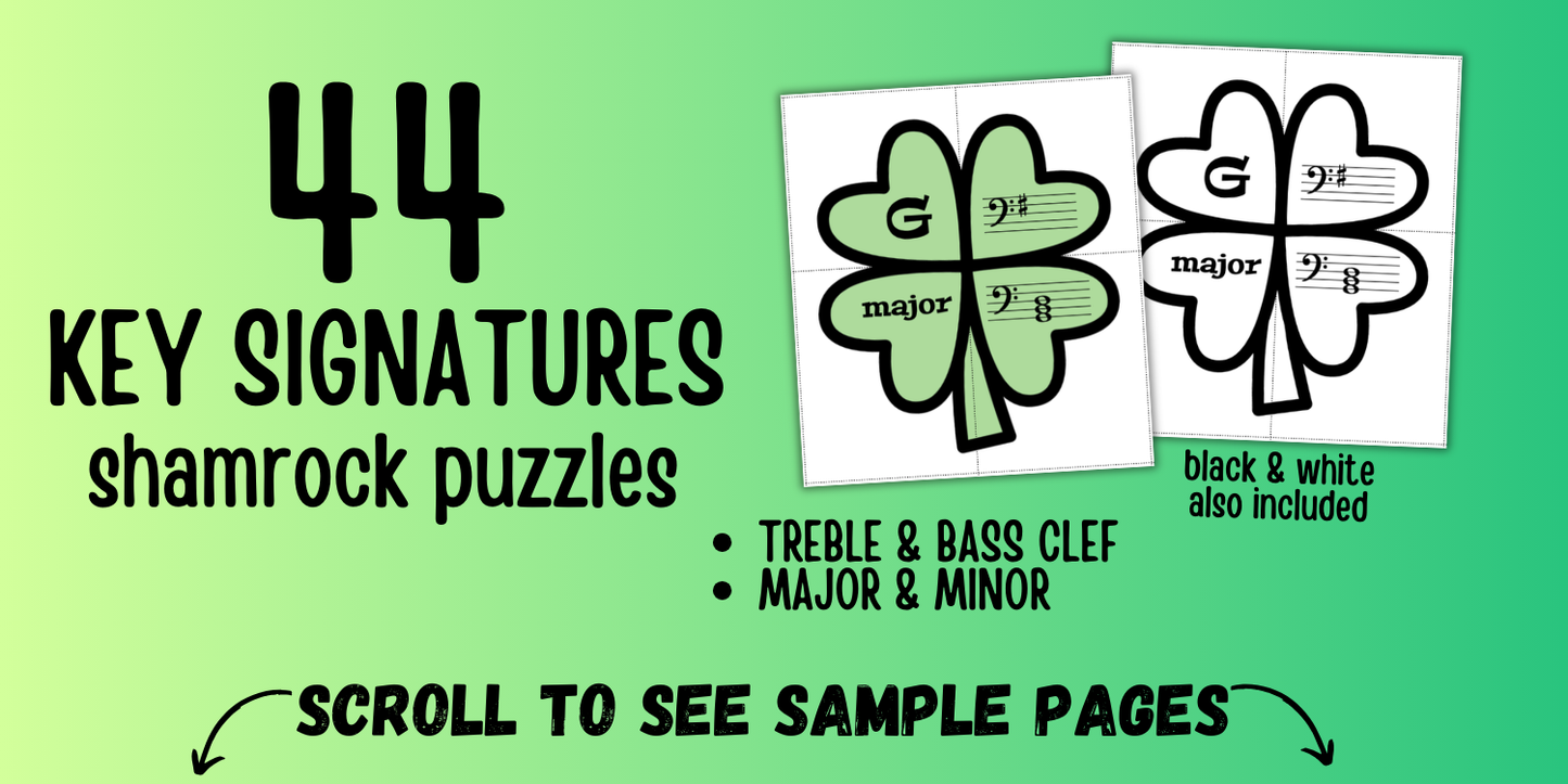 Key Signature Shamrock Puzzles