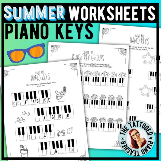 Summer PIANO KEYS Music Worksheets