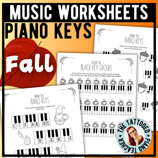 Fall PIANO KEYS Music Worksheets