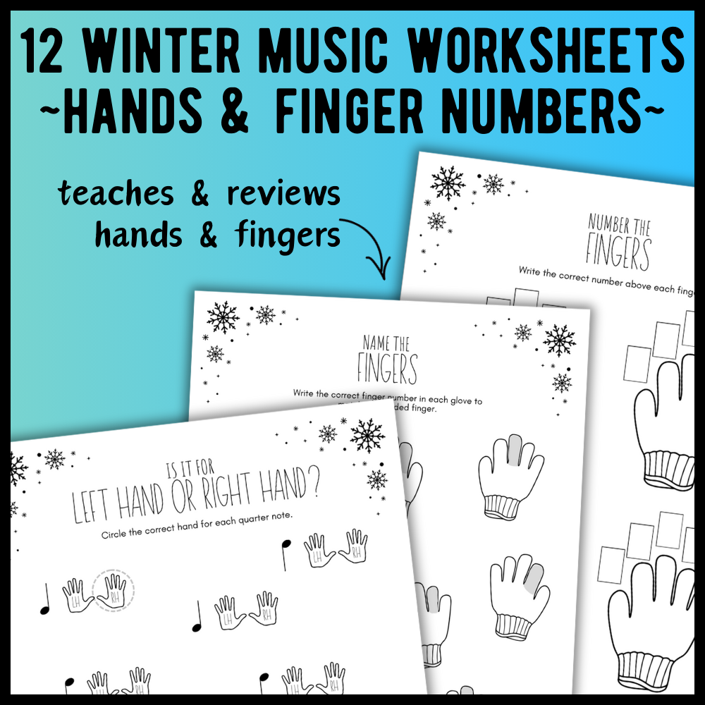Winter FINGER NUMBERS Music Worksheets