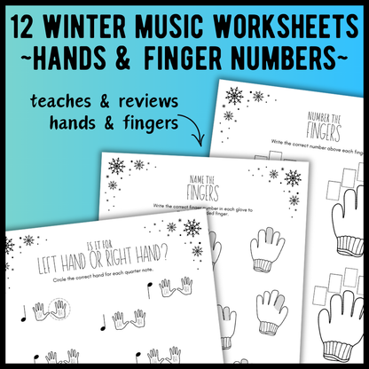 Winter FINGER NUMBERS Music Worksheets