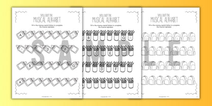 Back to School MUSICAL ALPHABET Music Worksheets