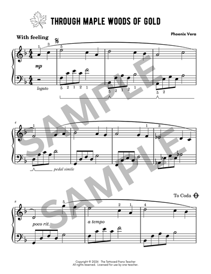 Through Maple Woods of Gold - Level 3B Late Elementary Fantasy Piano Solo Sheet Music