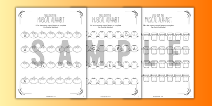 Fall MUSICAL ALPHABET Music Worksheets