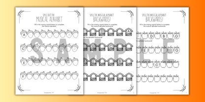 Fall MUSICAL ALPHABET Music Worksheets