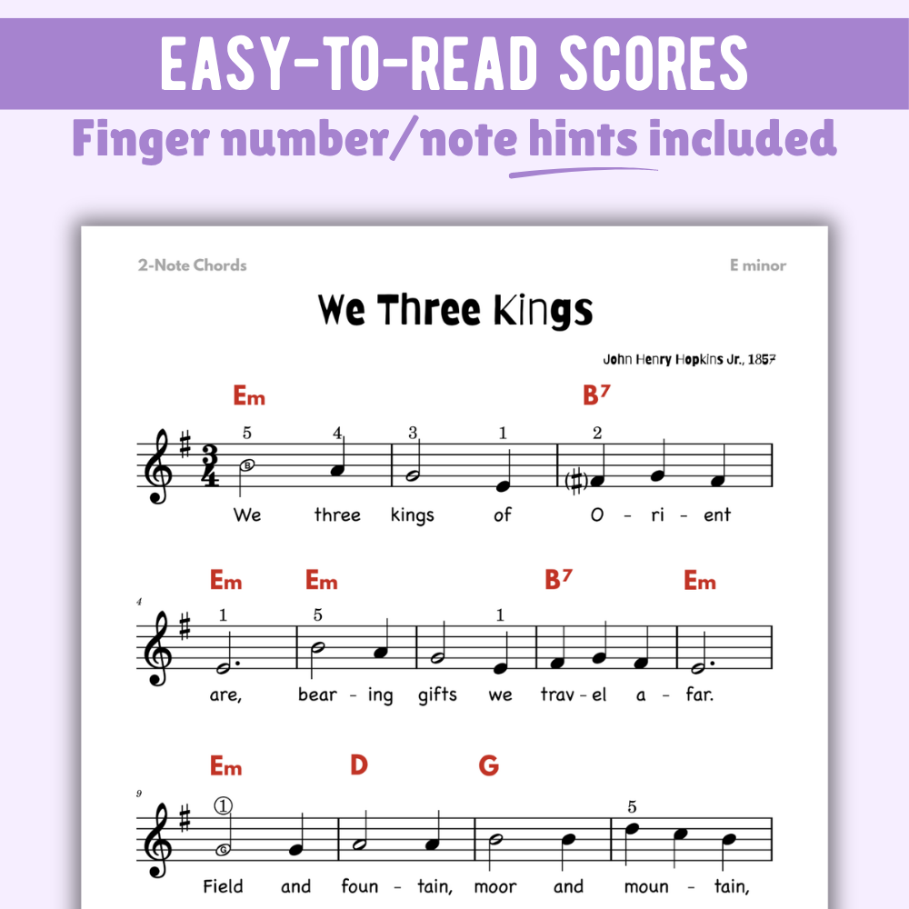 We Three Kings Beginner Lead Sheet Music