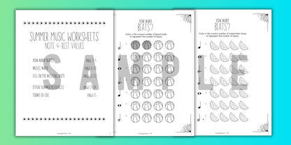 Summer MUSIC MATH Music Worksheets