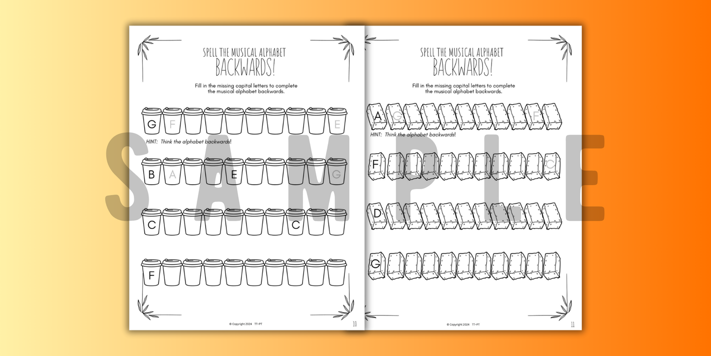 Fall MUSICAL ALPHABET Music Worksheets