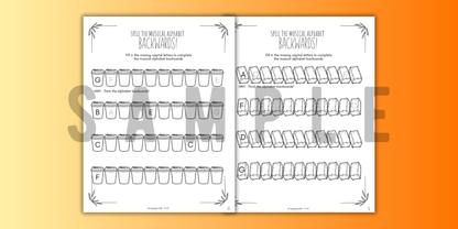 Fall MUSICAL ALPHABET Music Worksheets