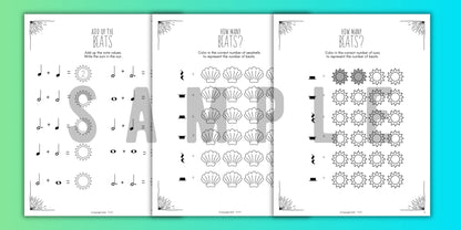 Summer MUSIC MATH Music Worksheets