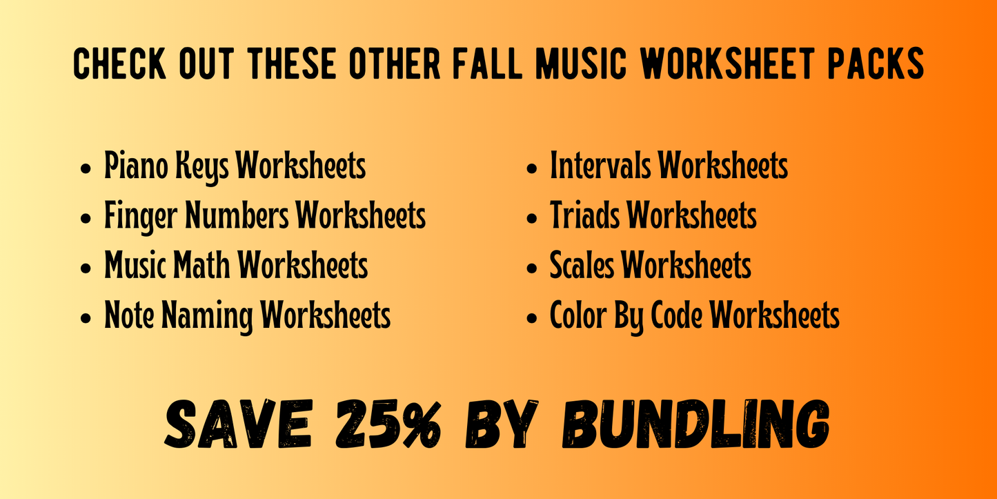 Fall MUSICAL ALPHABET Music Worksheets
