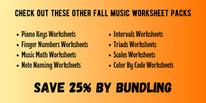 Fall MUSICAL ALPHABET Music Worksheets