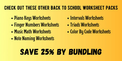Back to School MUSICAL ALPHABET Music Worksheets