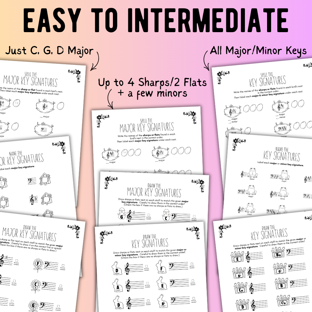 Spring KEY SIGNATURES Worksheets