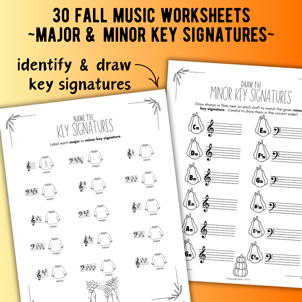 Fall KEY SIGNATURES Worksheets