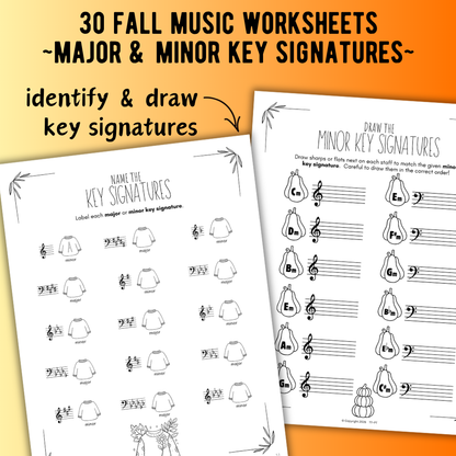 Fall KEY SIGNATURES Worksheets