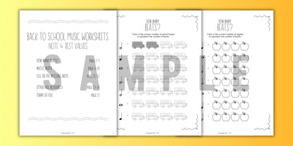 Back to School MUSIC MATH Music Worksheets
