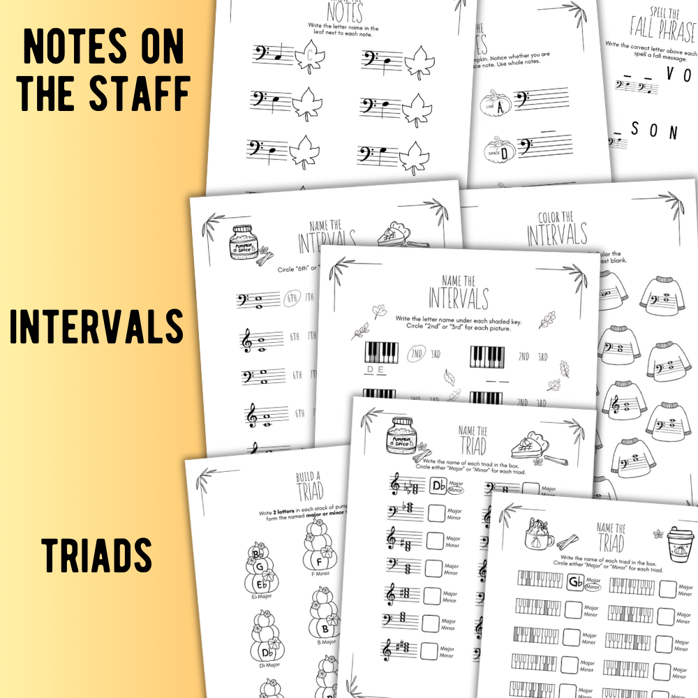 Fall Music Worksheets Bundle