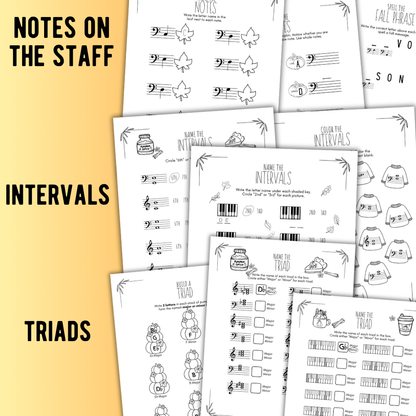 Fall Music Worksheets Bundle