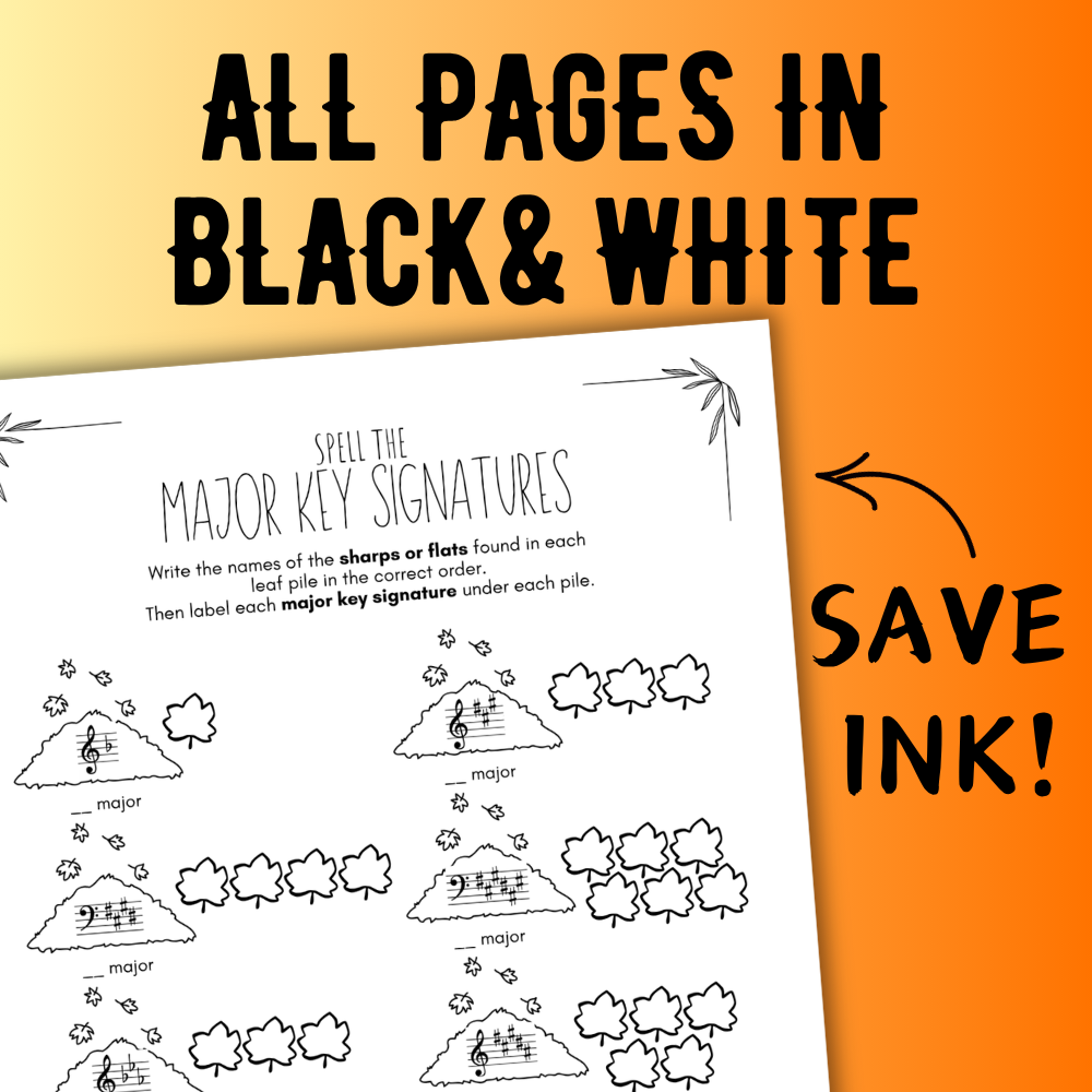 Fall KEY SIGNATURES Worksheets