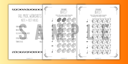 Fall MUSIC MATH Music Worksheets