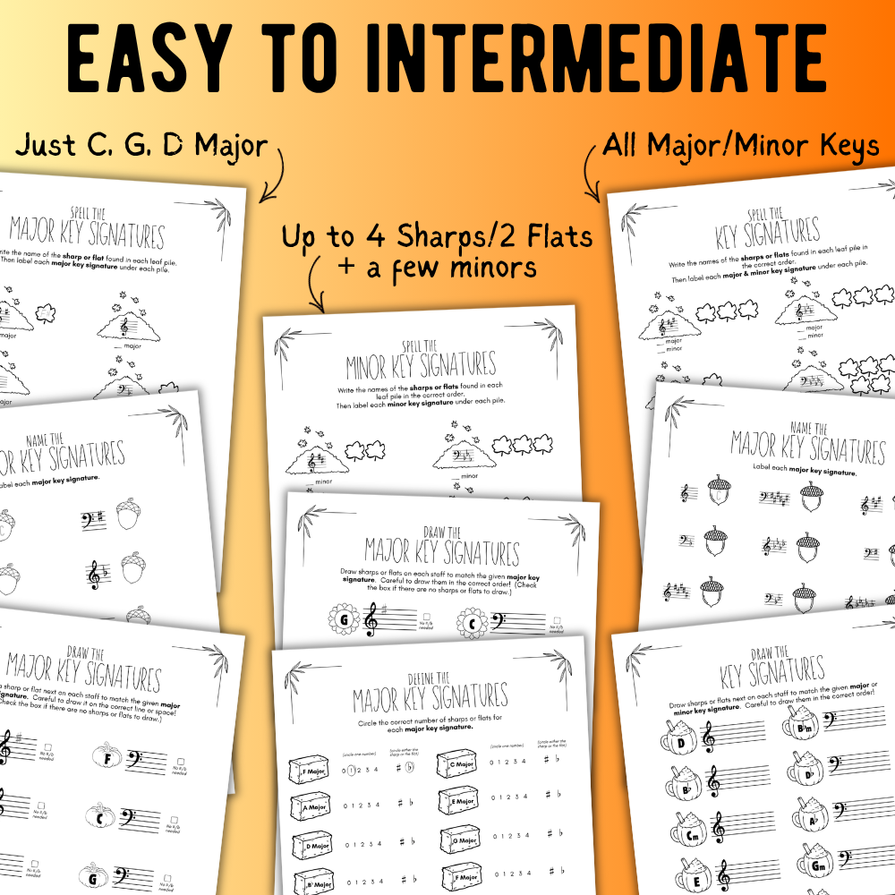 Fall KEY SIGNATURES Worksheets