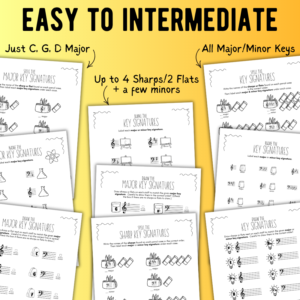Back to School KEY SIGNATURES Worksheets