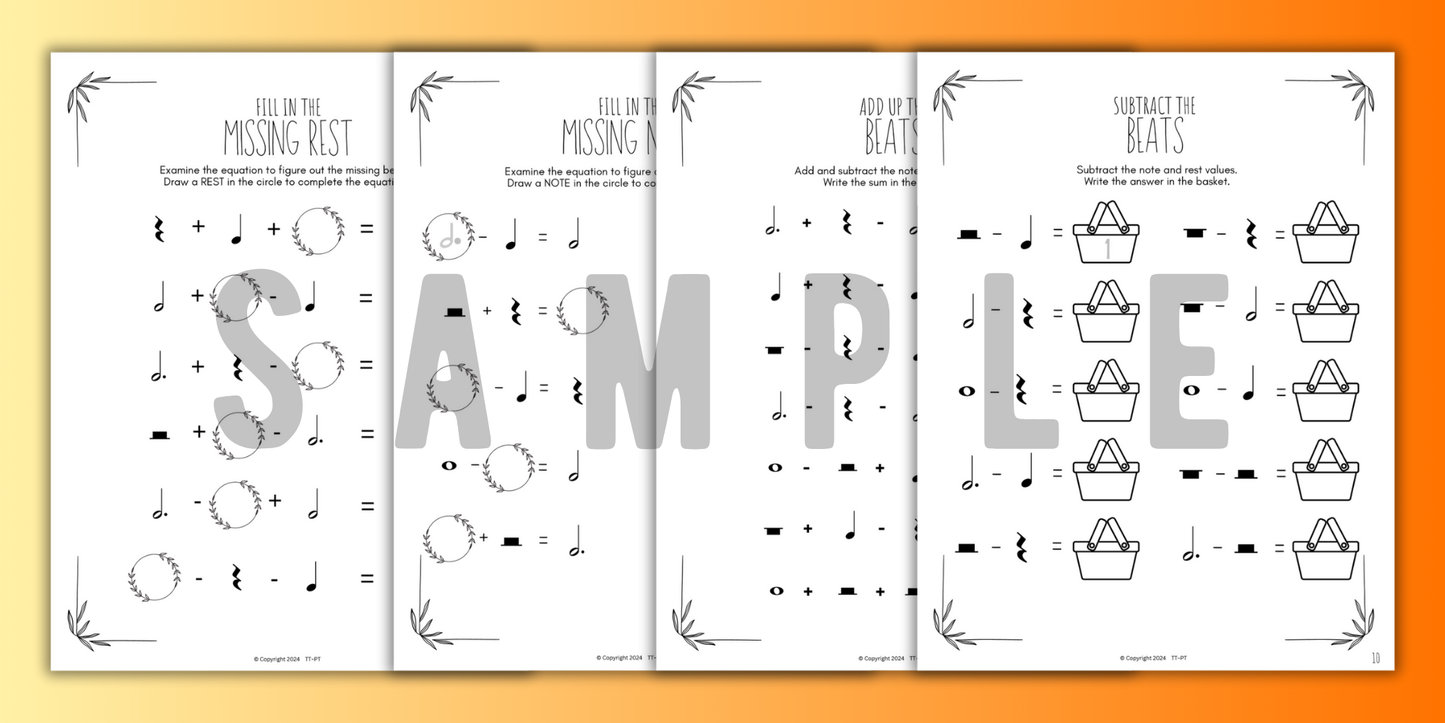 Fall MUSIC MATH Music Worksheets