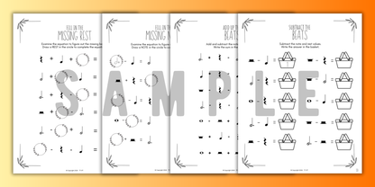 Fall MUSIC MATH Music Worksheets