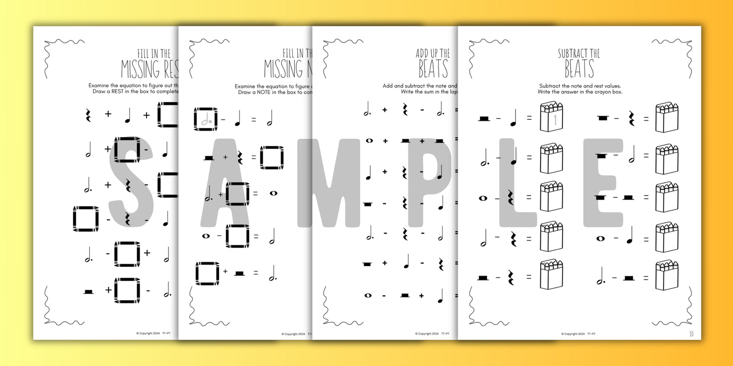 Back to School MUSIC MATH Music Worksheets