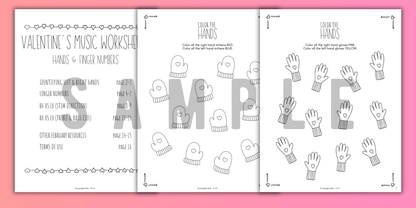 Valentine's Day FINGER NUMBERS Music Worksheets