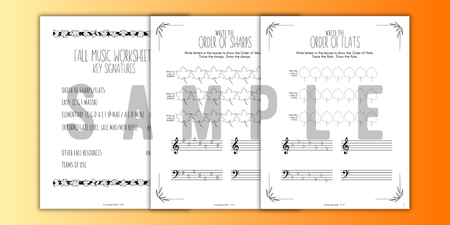 Fall KEY SIGNATURES Worksheets