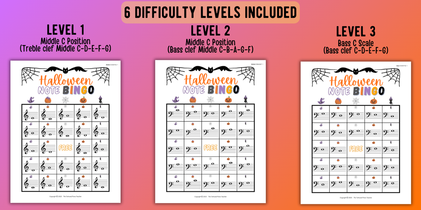 Halloween Music Note Bingo