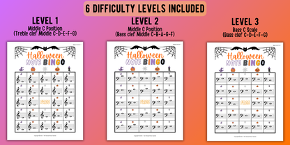 Halloween Music Note Bingo
