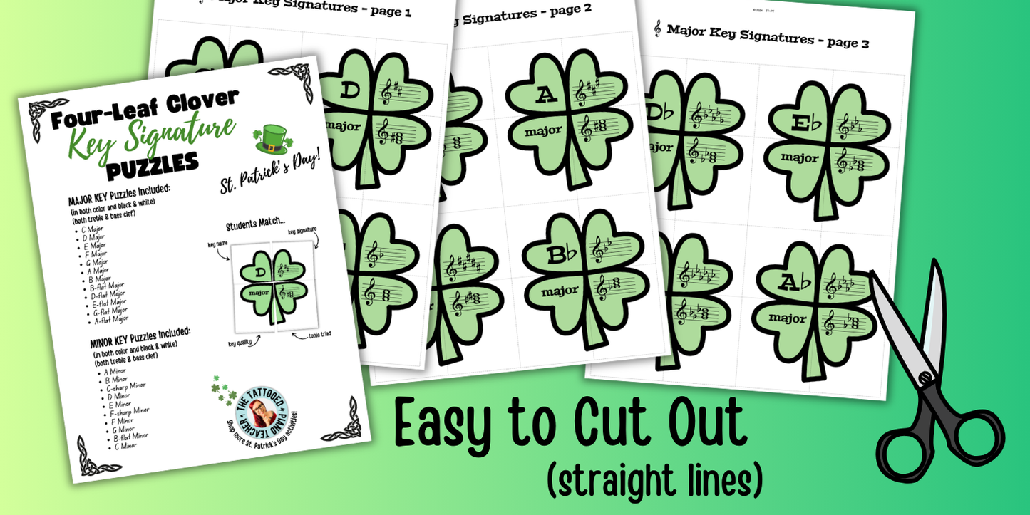 Key Signature Shamrock Puzzles