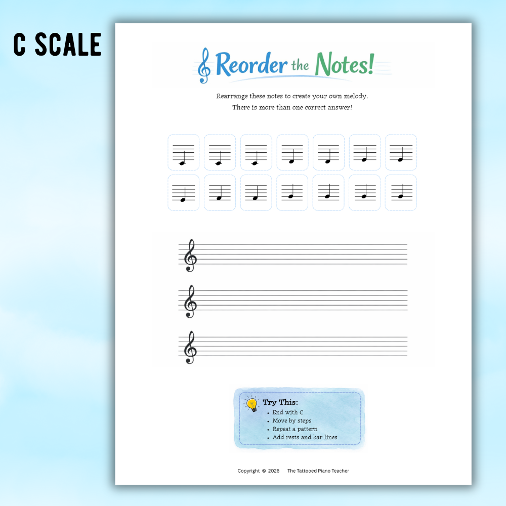 Reordering Note Reorder the Notes Free Composition Activity – The Tattooed Piano Teacher