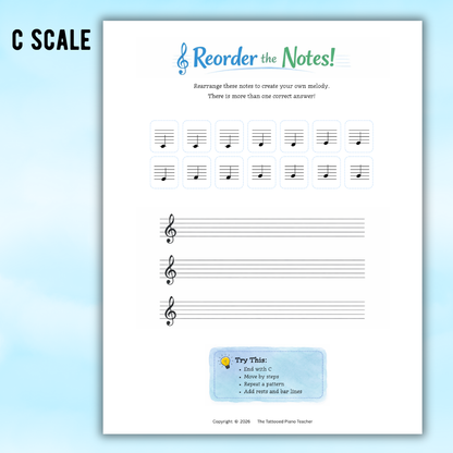 Reorder the Notes Free Composition Activity