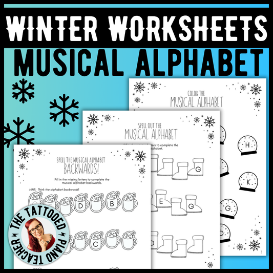Winter MUSICAL ALPHABET Music Worksheets