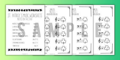 St. Patrick's Day NOTE NAMING Music Worksheets
