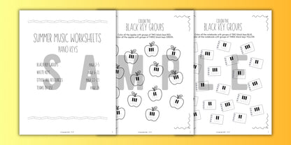 Back to School PIANO KEYS Music Worksheets