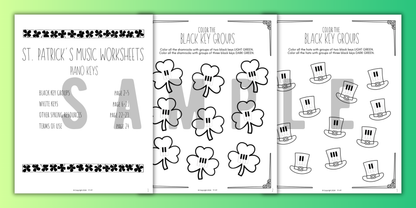 St. Patrick's Day PIANO KEYS Music Worksheets