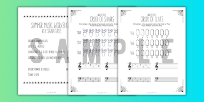Summer KEY SIGNATURES Worksheets