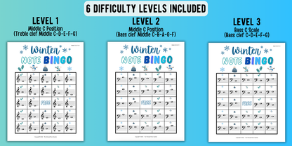 Winter Music Note Bingo