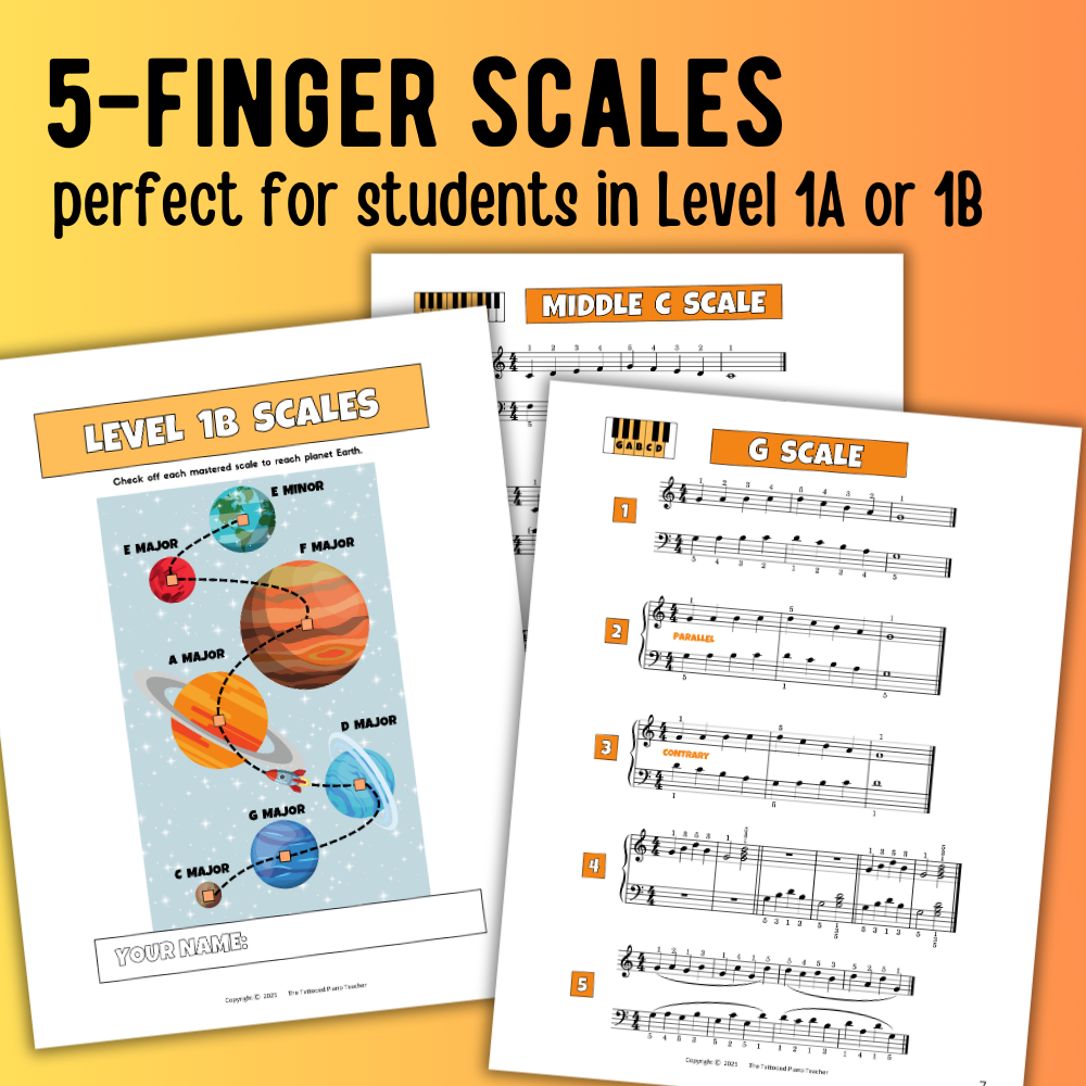 Beginner 5-Finger Scales for Level 1 Piano Students