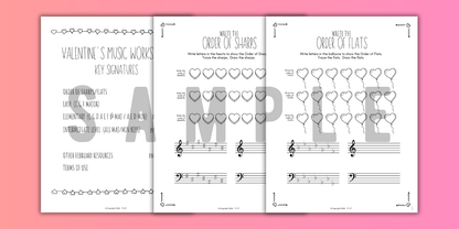 Valentine's Day KEY SIGNATURES Worksheets