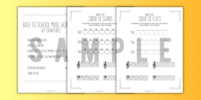 Back to School KEY SIGNATURES Worksheets