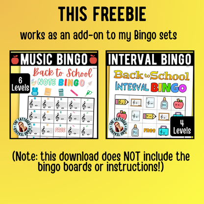 Back to School Bingo Dice Charts